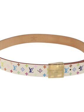 LOUIS VUITTON Multicolor Ceinture Care Belt 34.6"" White M9682 LV Auth ac3693